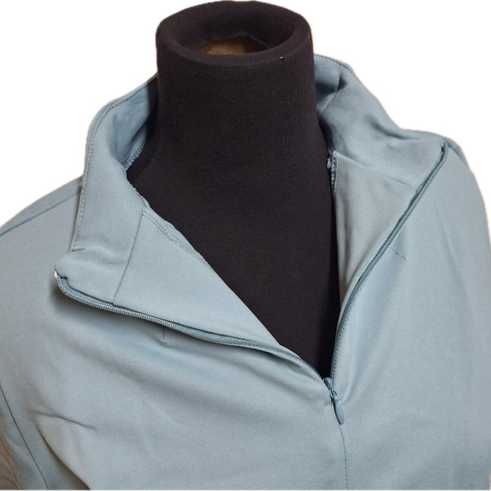 Shadow Sport Fitted Mock-Neck Zip Front Athletic Jacket Light Blue New!